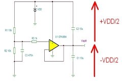 使用運算放大器分割電壓軌以創(chuàng)建虛擬地