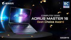 技嘉 AORUS MASTER 16 AI 筆電榮獲 COMPUTEX 2025 Best Choice Award，領先實力獲國際肯定 