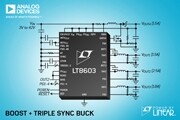 42V、四輸出、三通道單片式同步降壓型轉(zhuǎn)換器和升壓型控制器采用 3V 至  42V 輸入工作