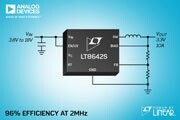 18V、10A (IOUT)、同步降壓型Silent Switcher 2在2MHz提供95%效率且EMI輻射超低