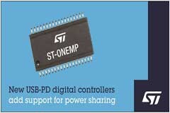 意法半導體ST－ONEMP數字控制器簡化高能效雙端口USB－PD適配器設計