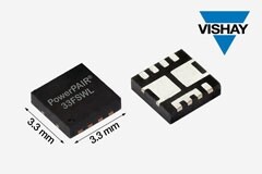 Vishay的新款80 V對稱雙通道 MOSFET的RDS(ON) 達到業內先進水平，可顯著提高功率密度、能效和熱性能