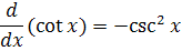 derivative of the cotangent function