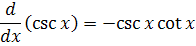 derivative of the cosecant function