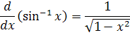 derivative of the inverse sine function
