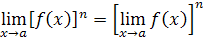 limit property with a function raised to a power