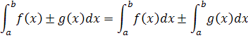 the integral of the addition or subtraction of two functions