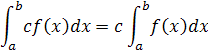 the integral of a function multiplied by a constant