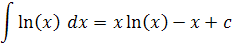 integral of natural log function