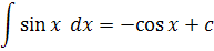 integral of sine function