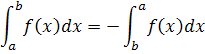 the integral of a function where the two points of evaluation are swapped
