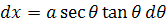 trig substitution for dx