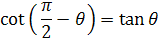 cofunction identity cotangent function