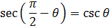 cofunction identity secant function