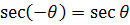 even and odd identity secant function