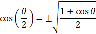 half angle identity cosine function