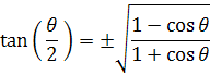 half angle identity tangent function